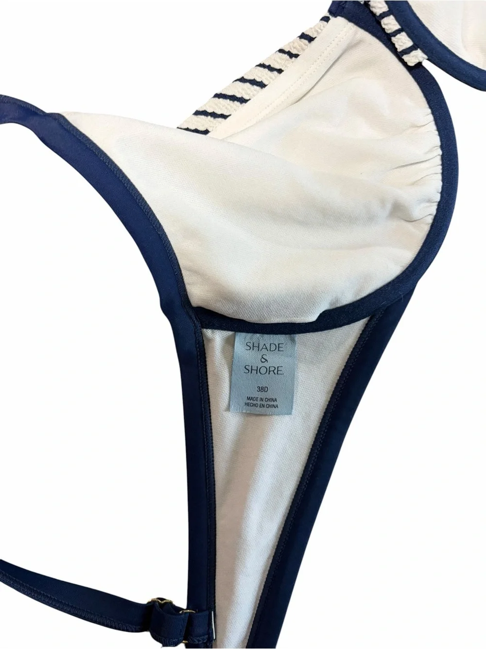 Shade & Shore Navy and White Striped Bikini Top 38 D